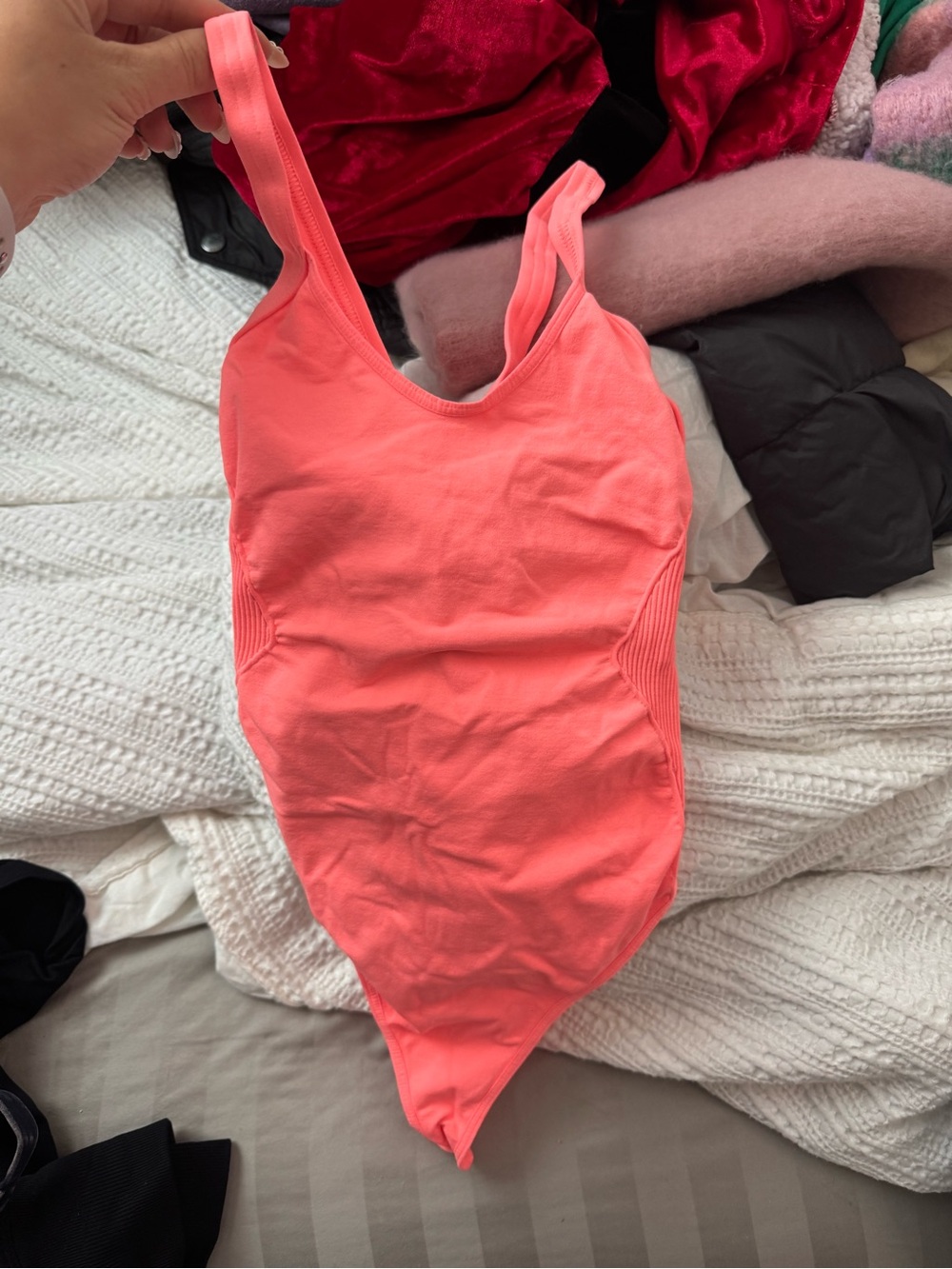 Neon Coral One-Piece Workout/Pilates